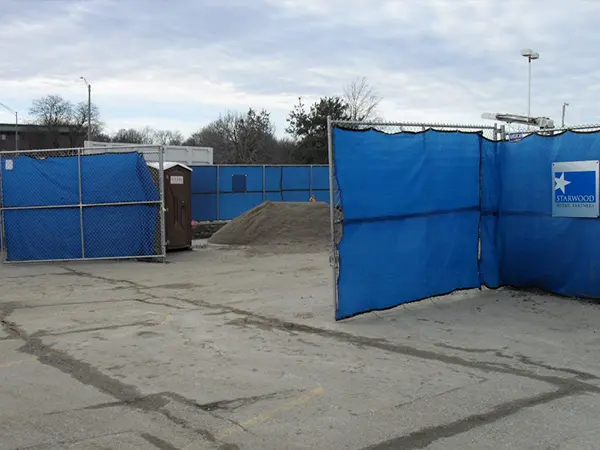 America Temporary Fence panel installed at a construction site perimeter