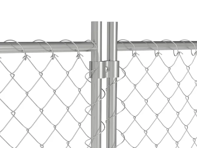 Steel clamp connection detail on America temporary fence with galvanized chain link mesh