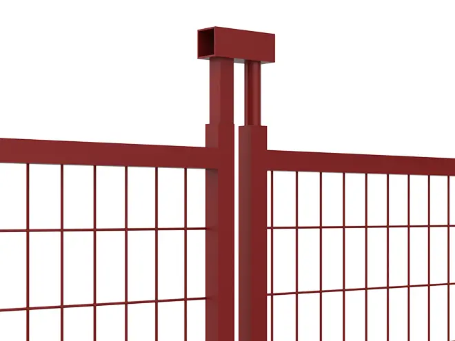 Canada temporary fence flat plate base detail with anchor holes and top clip connection