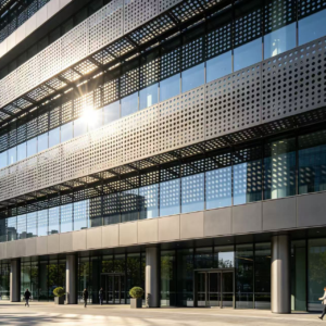 Perforated facade wall panels