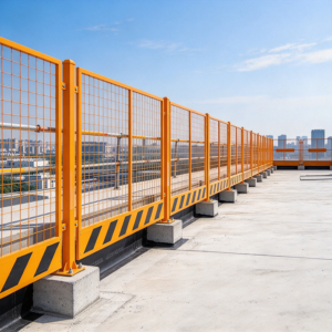 Freestanding counterweight edge barrier on a finished roof