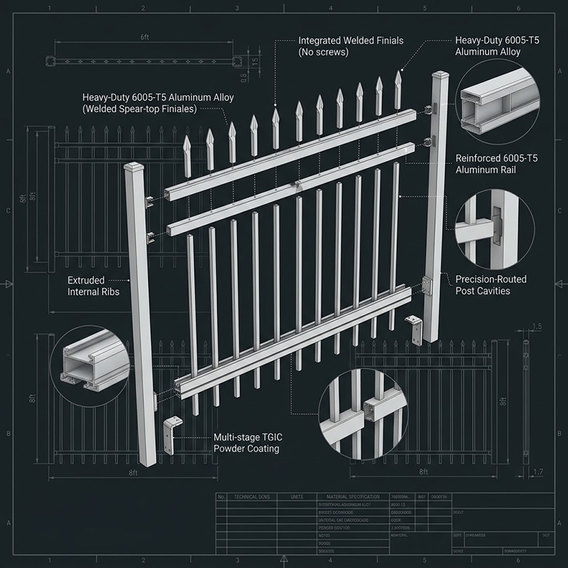 aluminum-fence-panel-exploded-diagram-specifications